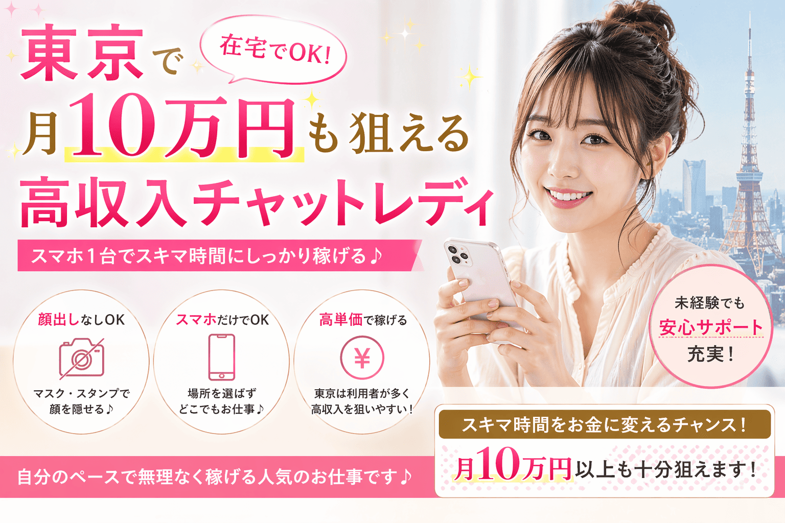 東京で月10万円も狙える高収入チャットレディ